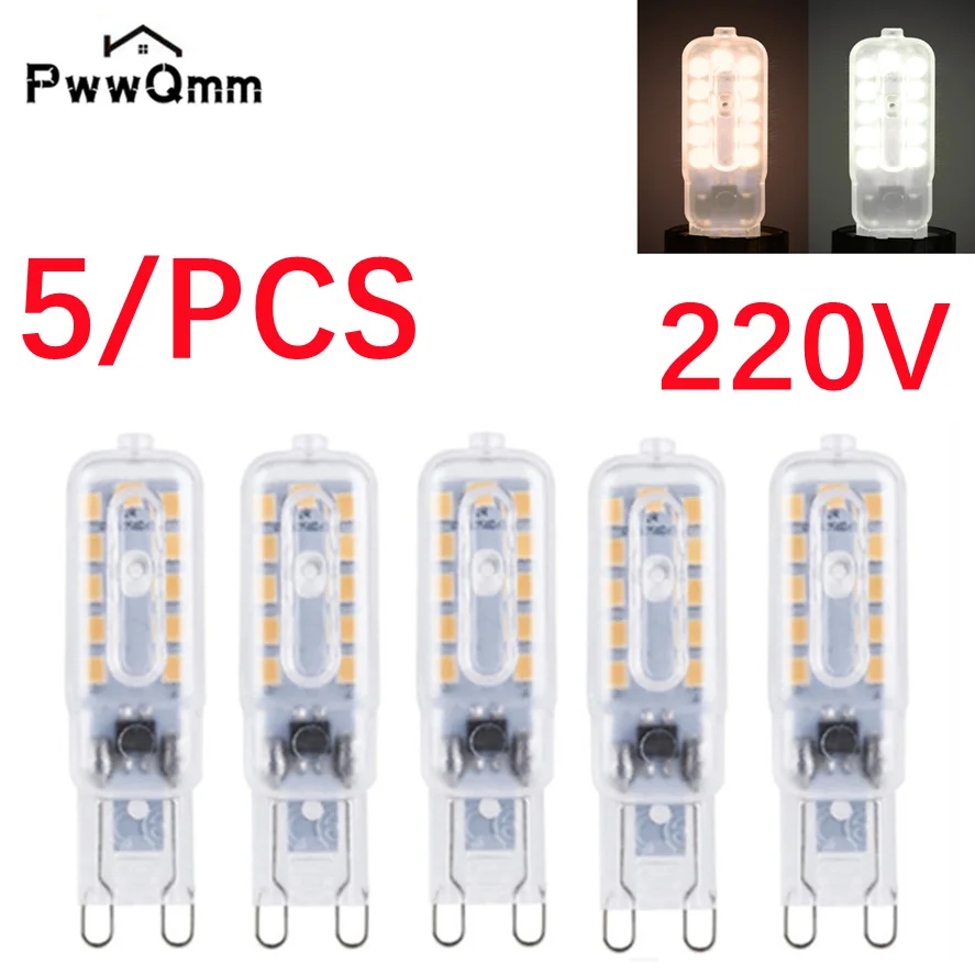 

5Pcs AC220V LED G9 Light Dimmable bulb 3W 5W SMD 2835 Spotlight For Crystal Chandelier Replace 20W 30W Halogen Lamp Lighting