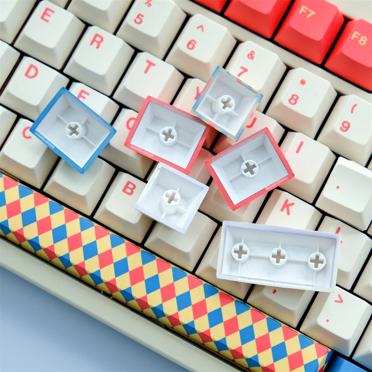 Imagem -04 - Kbcaps-gmk Circus Cereja Perfil Dye Sublimação Keycap Grupo Material Pbt Apto para mx Gaming Teclado Mecânico Gk75 129 Chaves