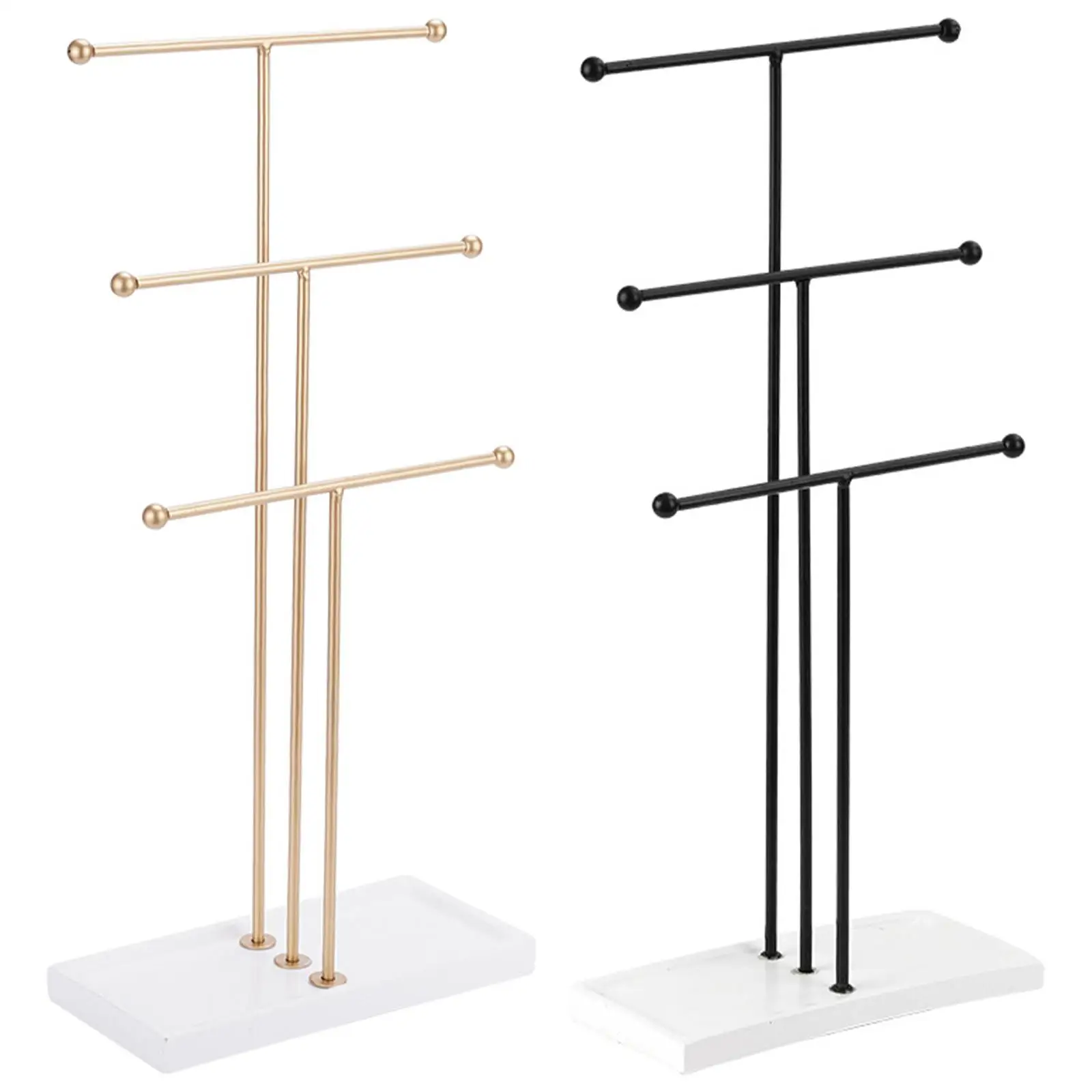 Desktop 3 Layer Jewelry Display Holder Necklace Chains Watch T Bar with Tray