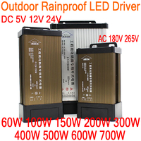 LED Driver 12 24 5 Volt DC Power Supply Transformer AC 220V TO 12V 24V LED 100W 200W 250W 300W 400W 500W 600W Outdoor Rainproof