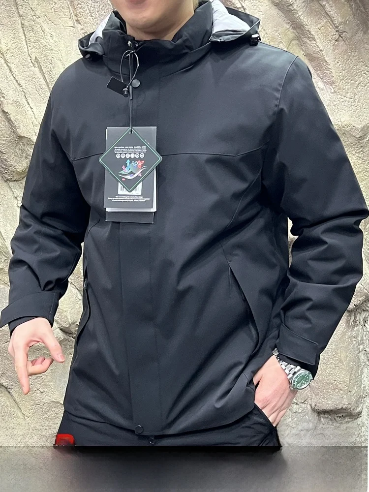 

aphene Lined down Jaet Men's Winter Outdoor Climbing Coat Du Feather Warm Stand Fit Youth Trendy Long Sve Hoodie