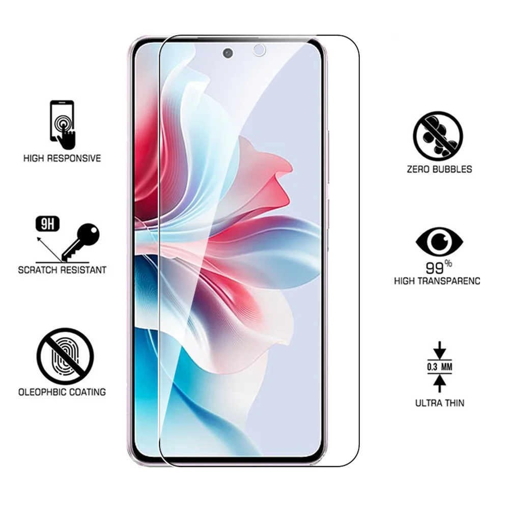 For Oppo Reno11 F 5G Glass 3Pcs Tempered Glass Screen Protector For Oppo Reno11 Reno 11 F Reno11F Armor Cover Protective Films