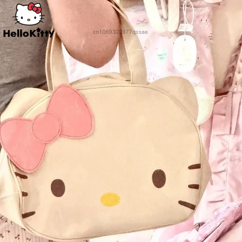 Middle Vintage Sanrio Hello Kitty Kitten Shaped Tote Bag For Girls PU Handbag 3D Cartoon Cute Cartoon One Shoulder Bag For Women