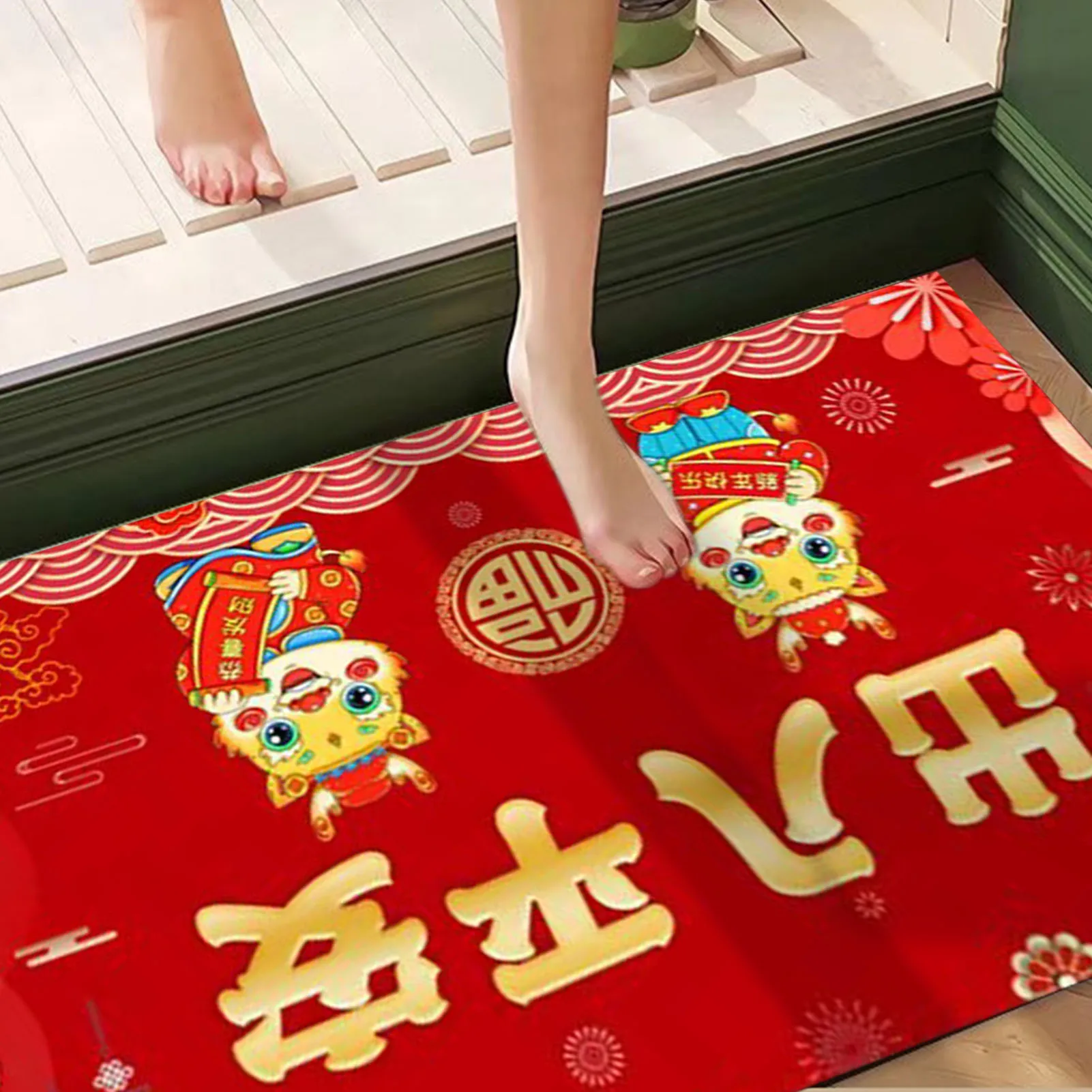 

11 Style 2024 Chinese New Year Red Doormat Home Entrance Door Rug Non-slip Crystal Velvet Carpet Spring Festival Decoration