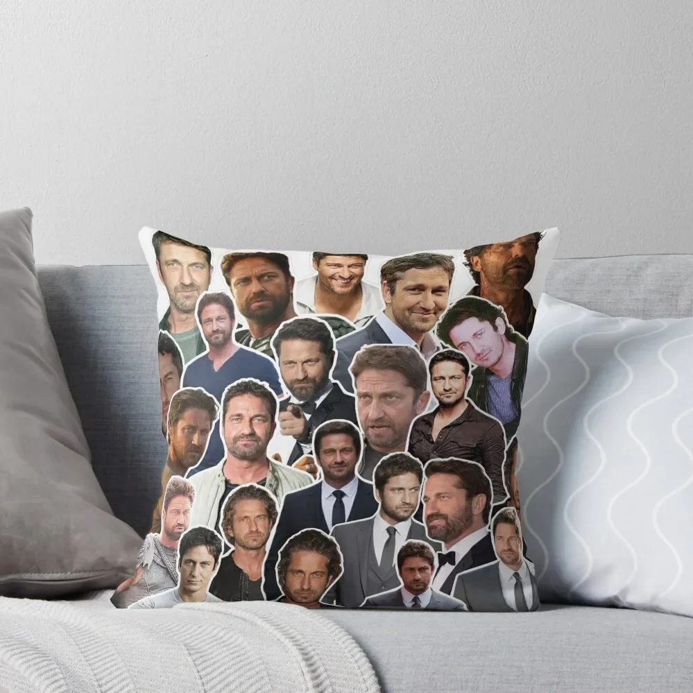 gerard butler photo collage Throw Pillow Cushions Cover Luxury Pillow Case Pillowcases Bed Cushions pillow