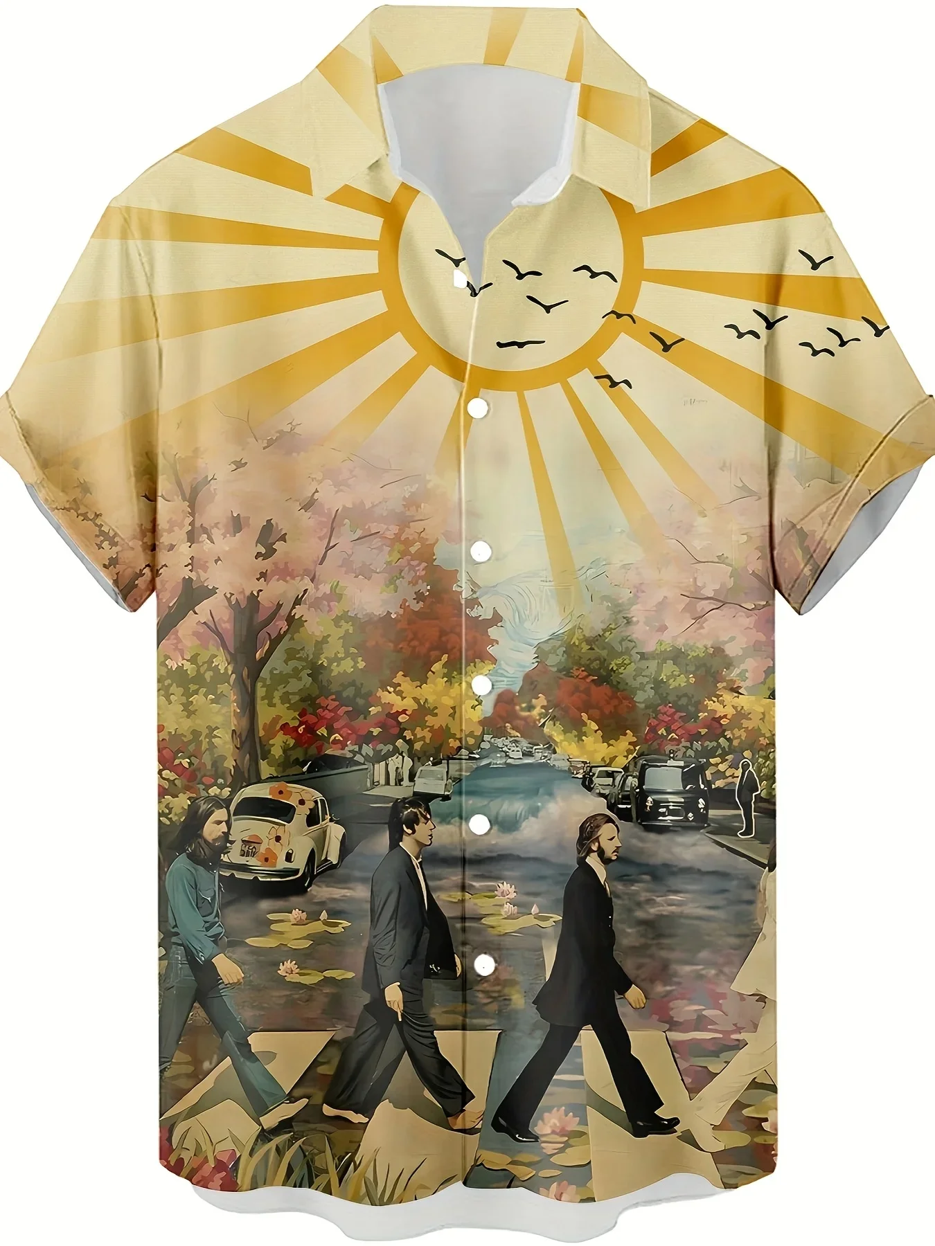 Men's casual shirt featuring a trendy retro 3D print—a stylish Hawaiian shirt with hip-hop rock and streetwear vibes