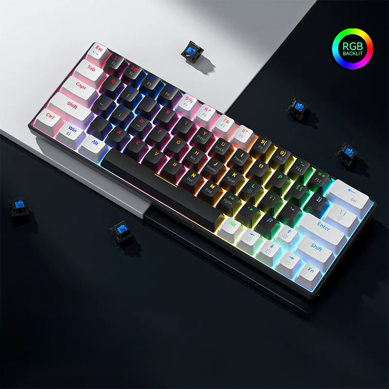 Wired Mechanical Gaming Keyboard Mixed Light Pluggable RGB Backlit Compact Ergonomics Blue Red Axis Computer Office Keyboard