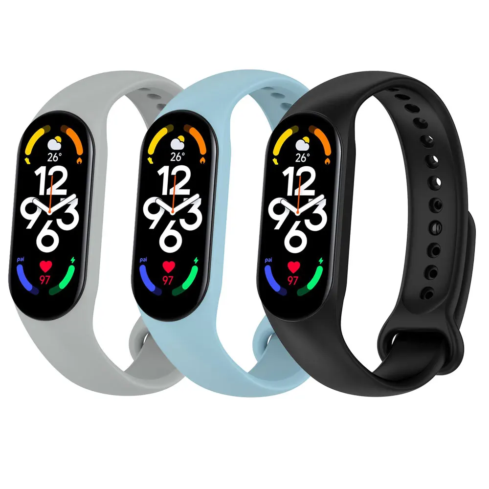 3 قطعة ل Mi الفرقة 5 6 7 حزام سوار سيليكون معصمه سوار حزام الذكية miband6 المعصم حزام ل شاومي Mi الفرقة 6 5 حزام