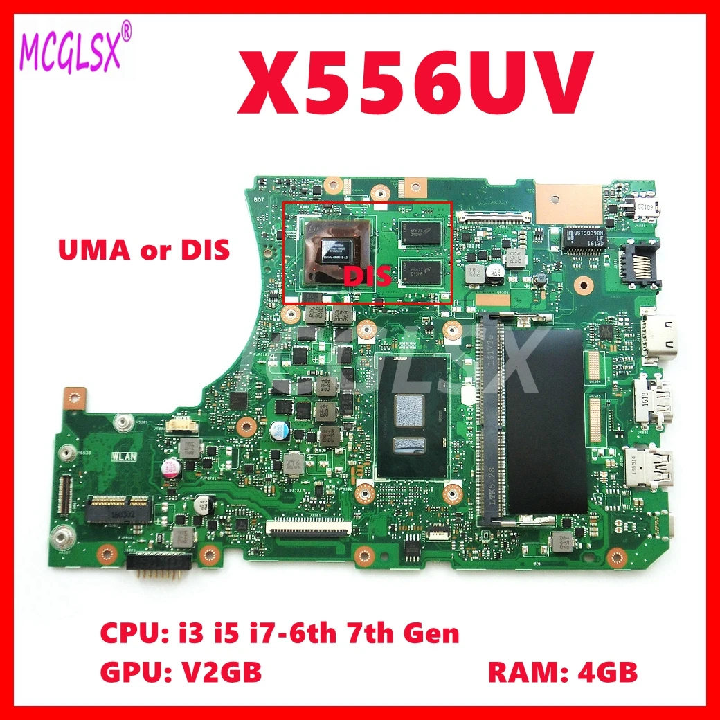 Placa base X556UV para ASUS X556U X556UA X556UAK X556UAM X556UV X556UQ X556UQK K556U K556UQ K556UQK X556UR X556URK