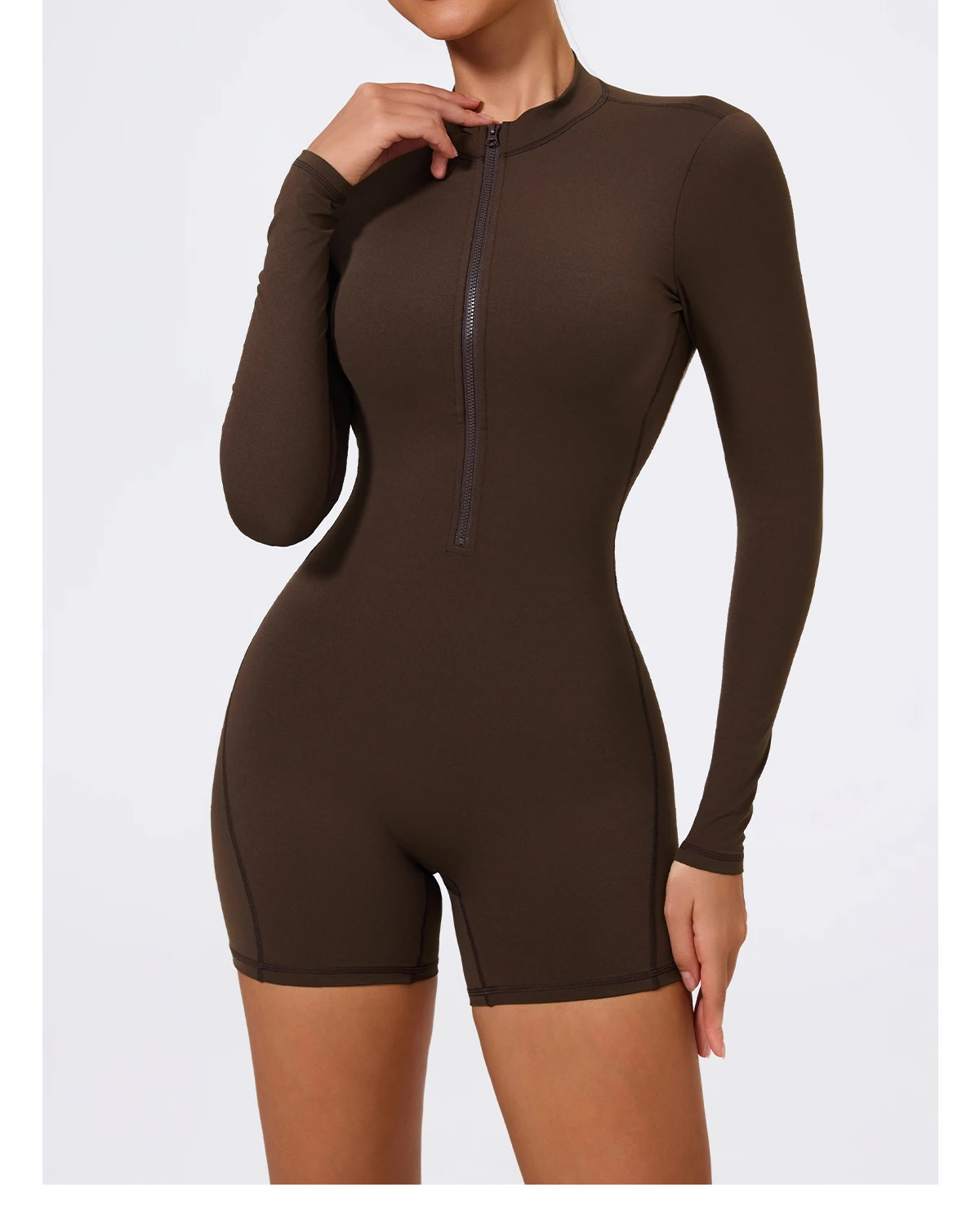 Ctenkevet Sommer Halb-Reißverschluss Frauen Gym Overall Weibliche Im Freien Atmungsaktive V Zurück Active Gesäß Lift Sport Outfit Für Frau – Detail 27