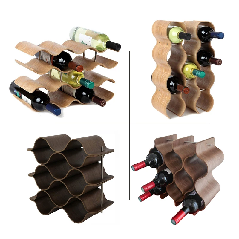 Luxury Wooden Wine Rack Storage Miniature Holders Art Bar Table Top Bottle Holder Modern Home Decoration Interior Accessories