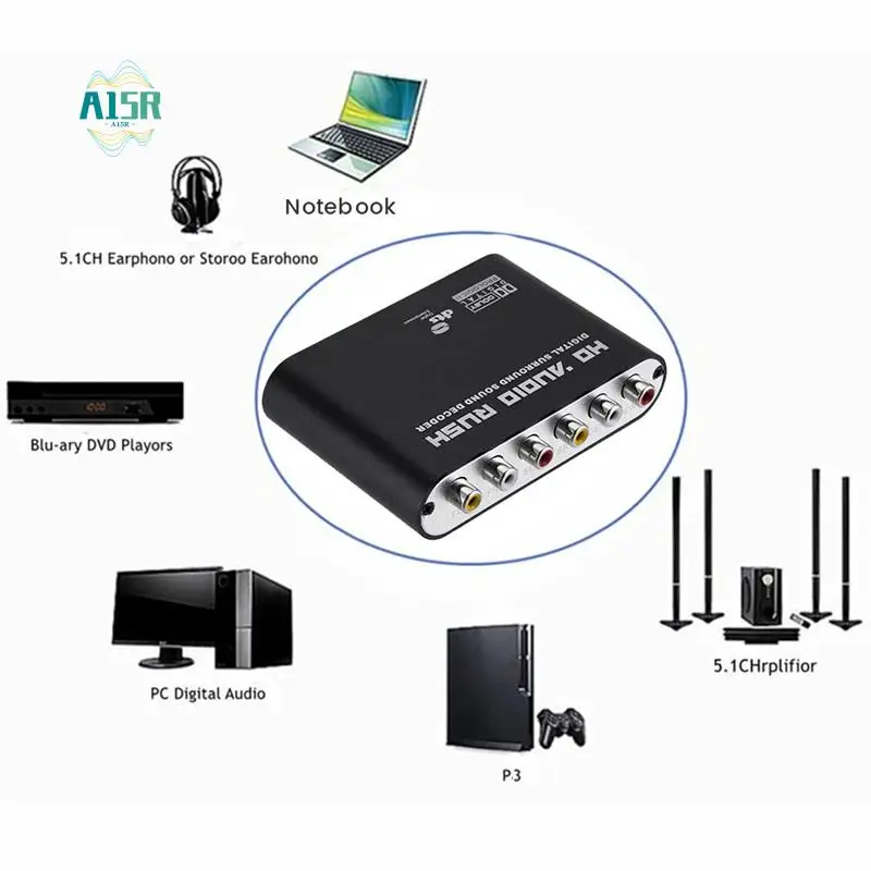 

A15R-цифровой аналоговый аудиодекодер 5,1, усилитель + оптоволоконный кабель, коаксиальный SPDIF в RCA AC3, оптический аналоговый преобразователь для телевизора