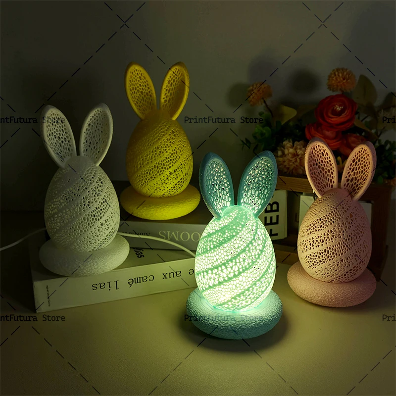 3D Printed Easter Rabbit Egg Light Lamp Cute Rabbit Night Light Toy Collection Home Decoration Gift
