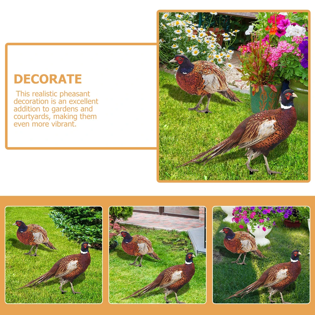 

2 комплекта, знак фазана, акриловый садовый кол, реалистичное украшение в виде курицы, украшение для уличного газона, садовые колья, искусство
