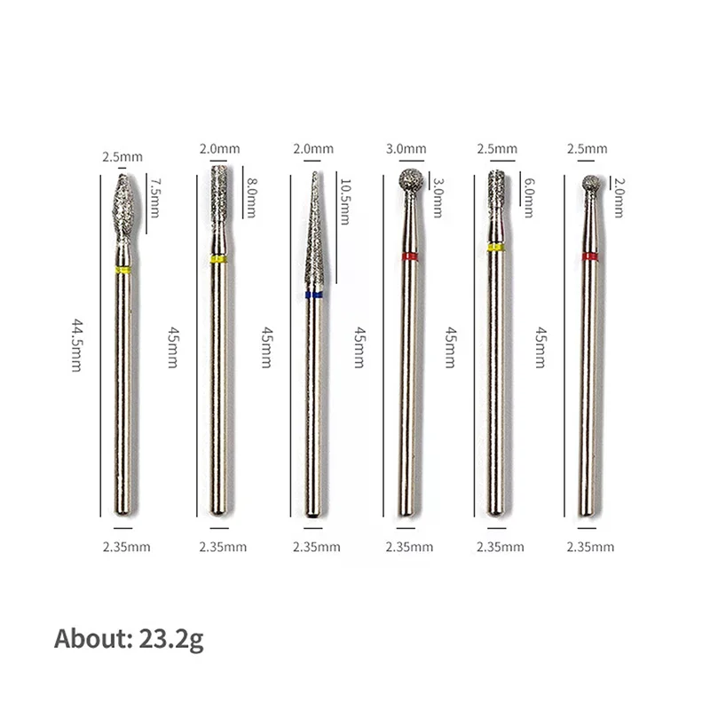 1 قطعة رأس تلميع الشعلة مسمار الشبت بت الماس قاطعة المطحنة ل مانيكير 3/32 "دغ ملف الأظافر الكهربائية أداة إزالة الجلد الميت #6