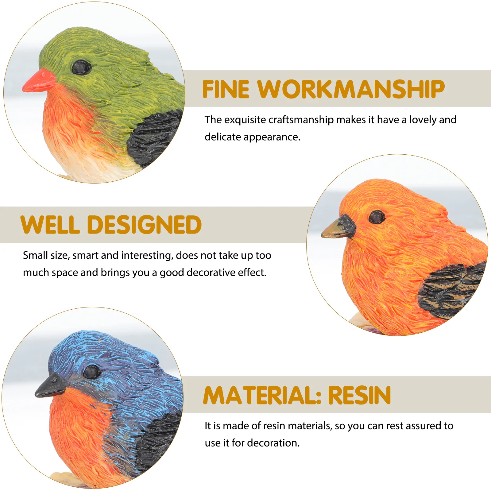 

1Set Resin Bird Ornaments Realistic Simulation Birds Garden Decor Micro Landscape Decoration for Courtyard Outdoor Yard