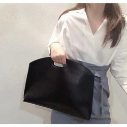 Women Bag PU Retro Casual Business Korean Version Simple Fashion Handbag Large Capacity Briefcase