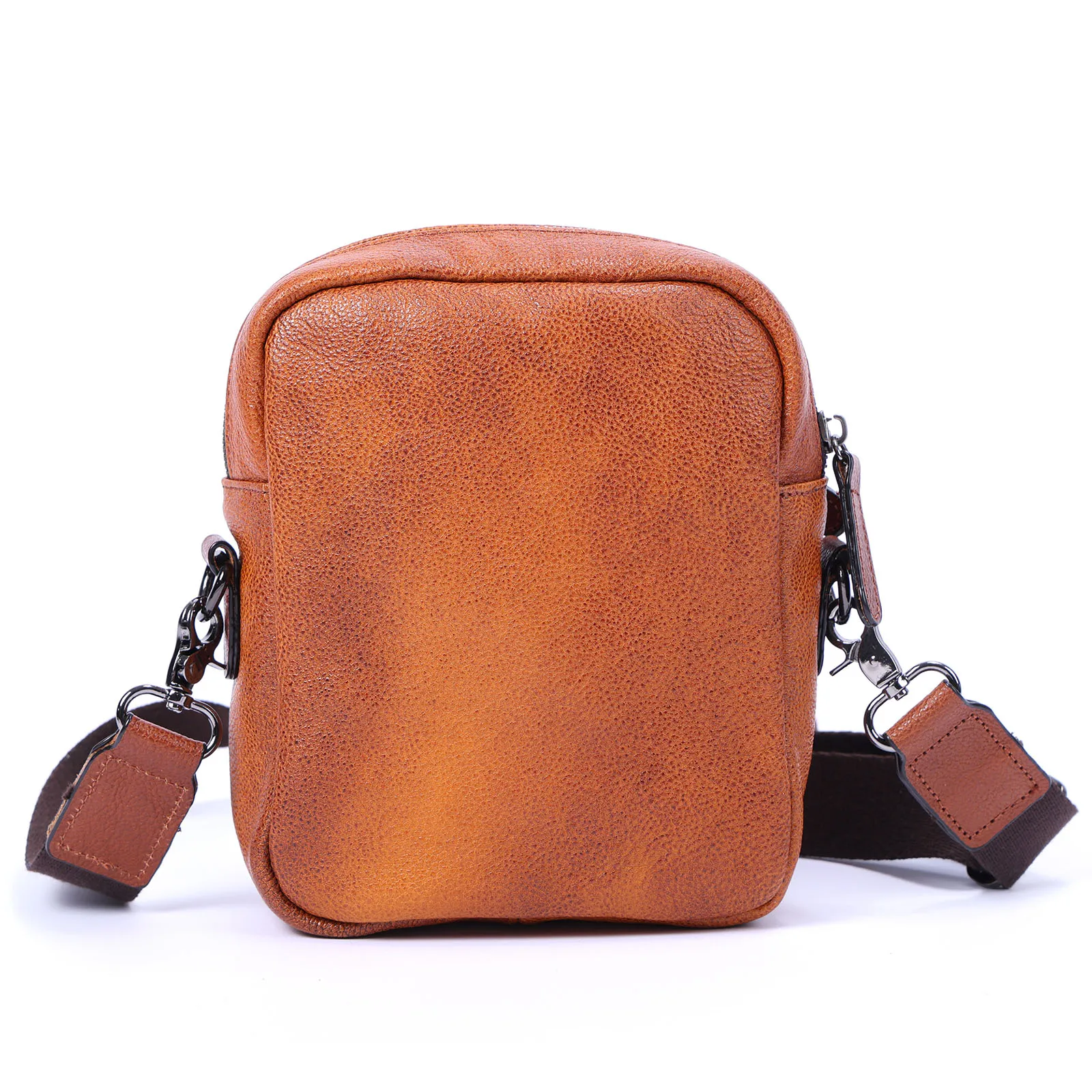 Premium Echtleder Herren Umhängetasche Brusttasche für Männer Vollnarbenleder Mini-Schultertasche für Handy & Schlüssel – Detail 9