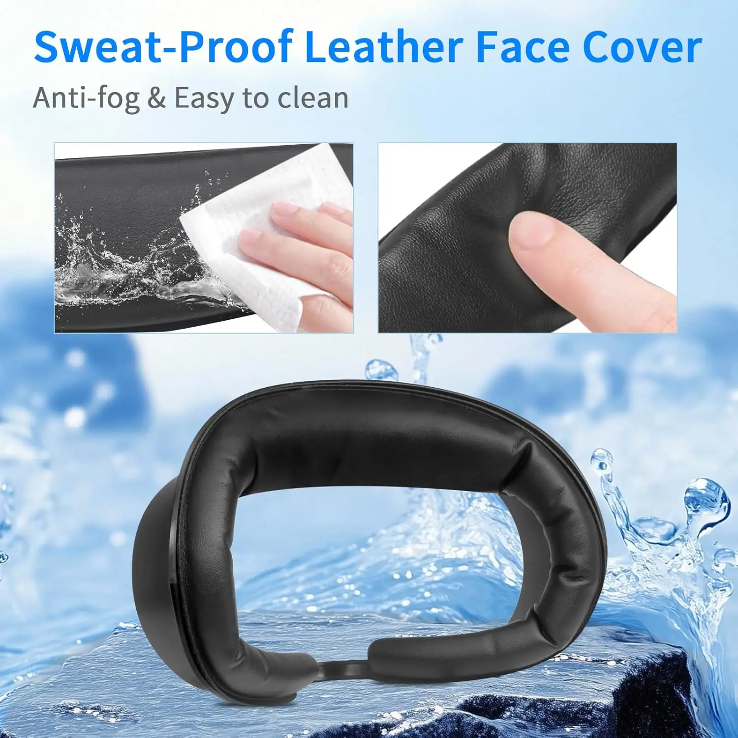 Confezione da 3 cuscinetti per il viso in schiuma traspirante e pelle PU resistente al sudore e cuscino per il viso VR in cotone di seta ghiacciata per staffa per il viso Meta Quest 3S