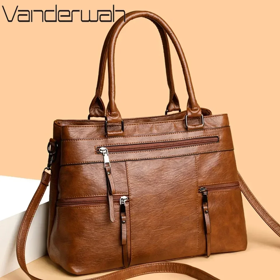 Elegancka torebka damska wysokiej jakości skórzane torby z górnym uchwytem torebka damska torba na ramię typu crossbody codzienna torebka Bolso Marca Lujo