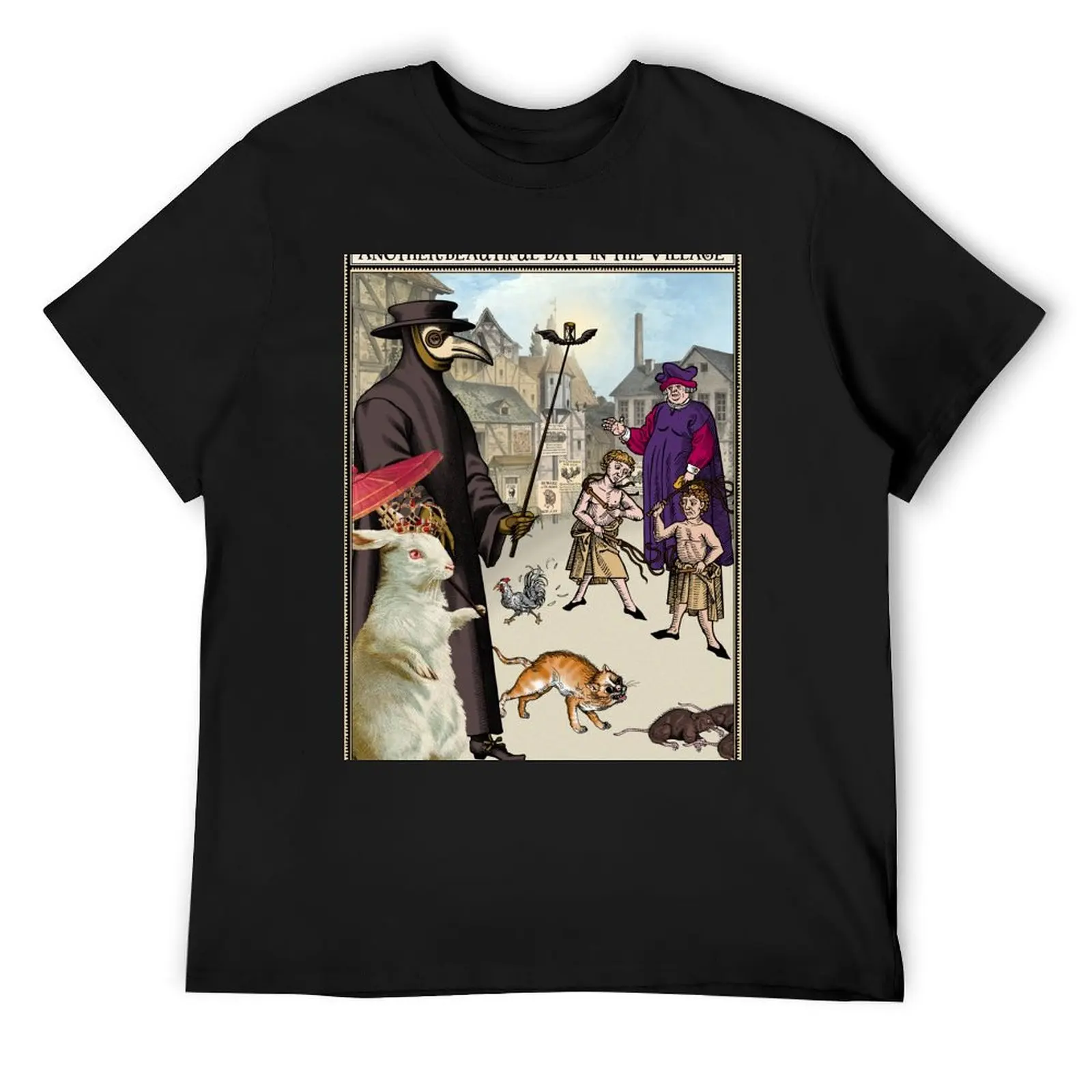 Plague Doctor and Rabbit Medieval Village T-Shirt