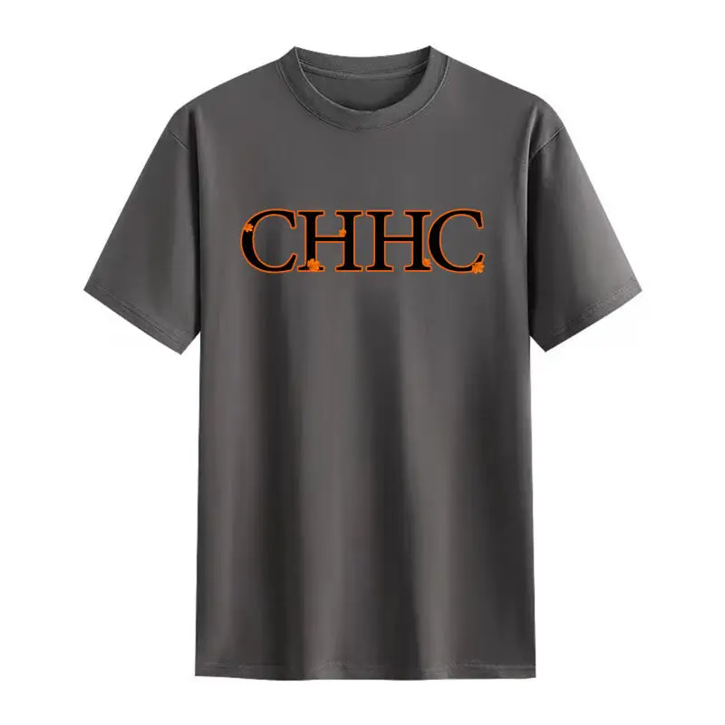 Ch pequena folha de bordo marca impressa camiseta algodão outono tema confortável ajuste neutro casual diário manga curta