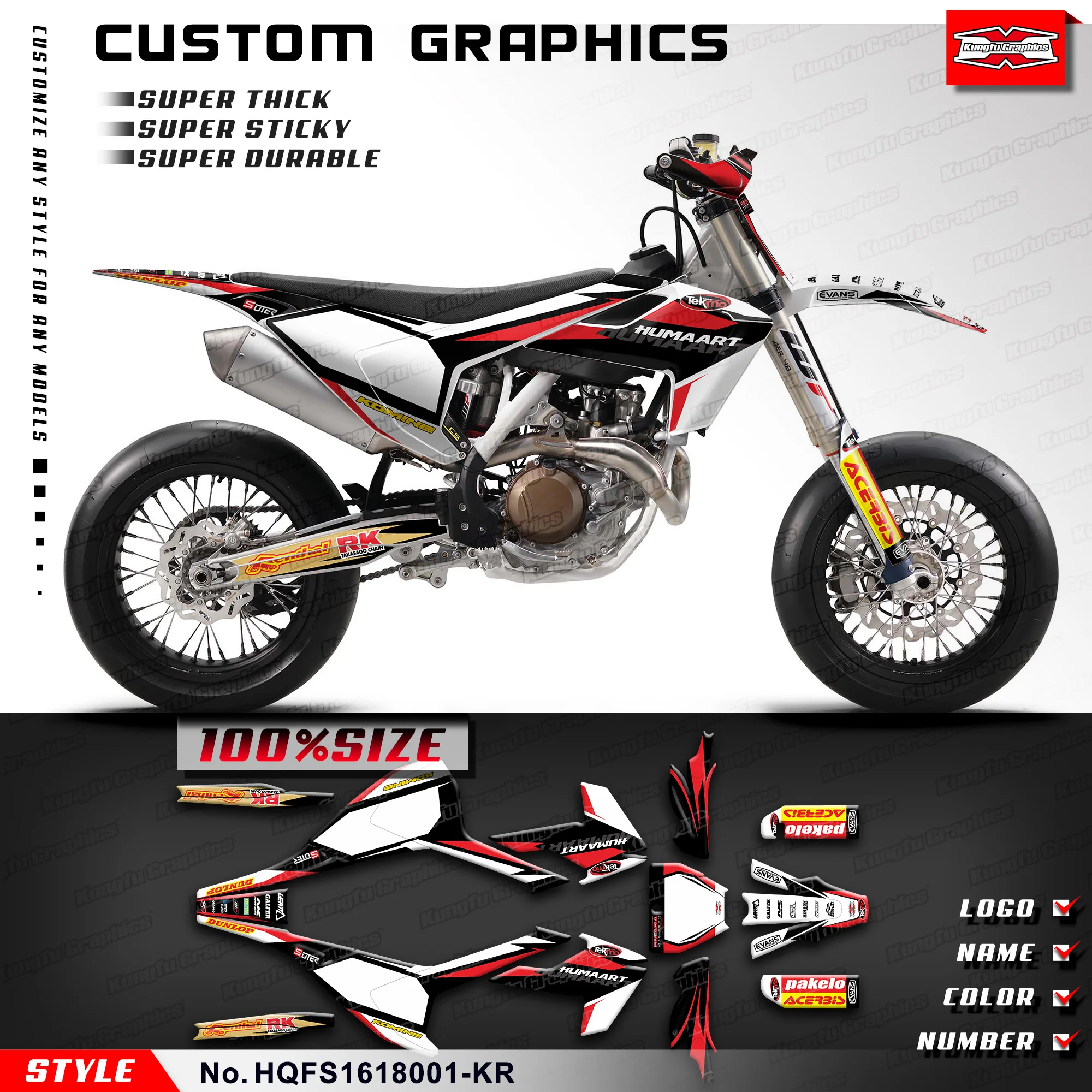 

KUNGFU GRAPHICS Racing Graphics Sticker Complete Decal for Husqvarna FS 450 FS450 2016 2017 2018, HQFS1618001-KR