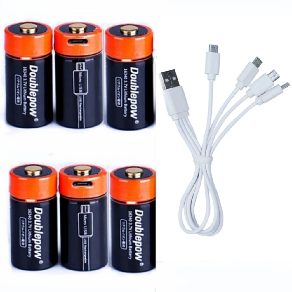 

6 шт./партия, перезаряжаемые литиевые аккумуляторы 3,7 в, USB 16340, 650 мАч