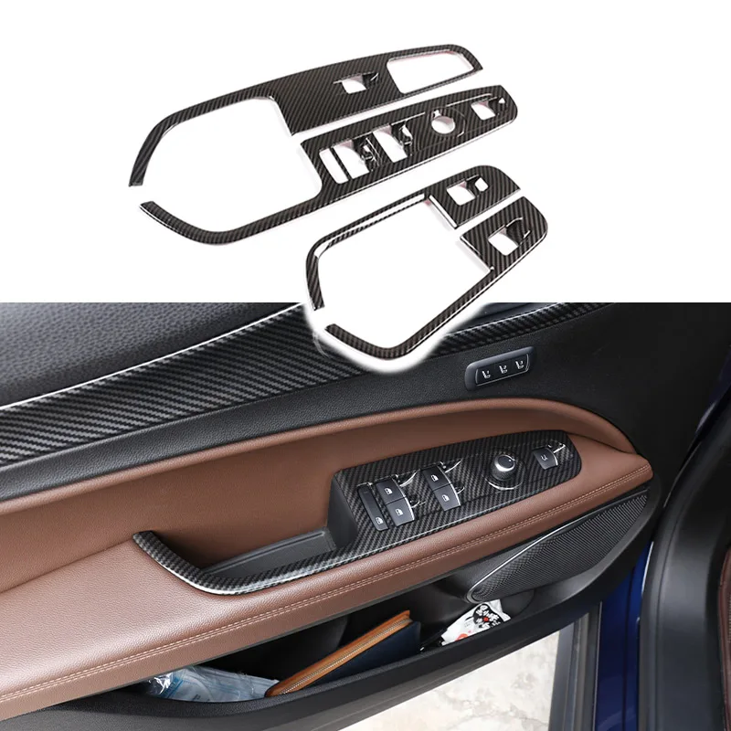 

ABS Carbon Fiber For Alfa Romeo Stelvio 2017-2020 Window Lift Button Frame Cover sticker Car Accessories For Left hand drive