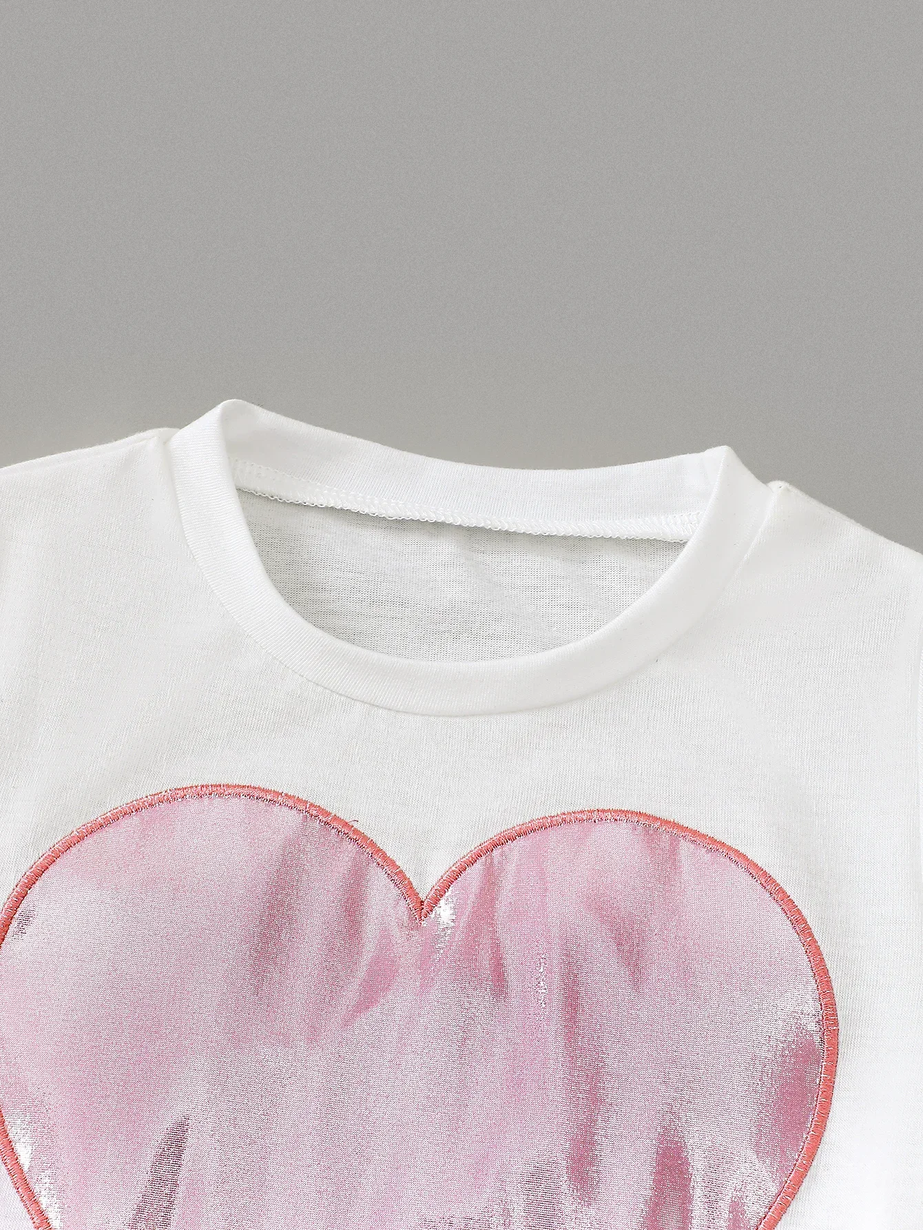 Summer  4-7  Years  Old  Peach  Heart  Print  Short  Sleeved  T-shirt  Pants  Casual  2-Piece  Set