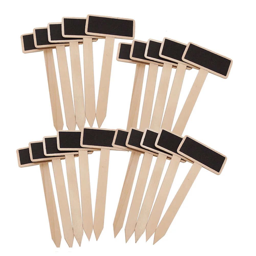 

20 pcs Mini Chalkboard For Plants Garden Decor Wooden Blackboard Tags With Stick Diy Decoration Signs Wedding Party House Memos
