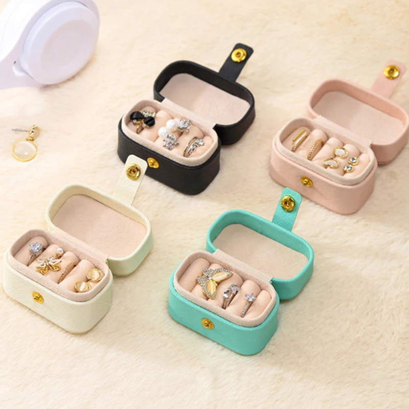 

Portable Jewelry Storage Box Travel Organizer Jewelry Case PU Leather Storage Earrings Necklace Ring Jewelry Organizer