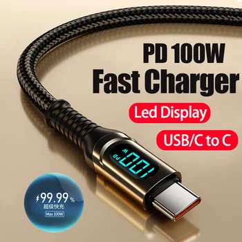 100W USB C tipi C dijital ekran kablosu hızlı şarj 100W PD tipi C tipi C kablo Xiaomi HUAWEI Macbook iPad için Samsung
