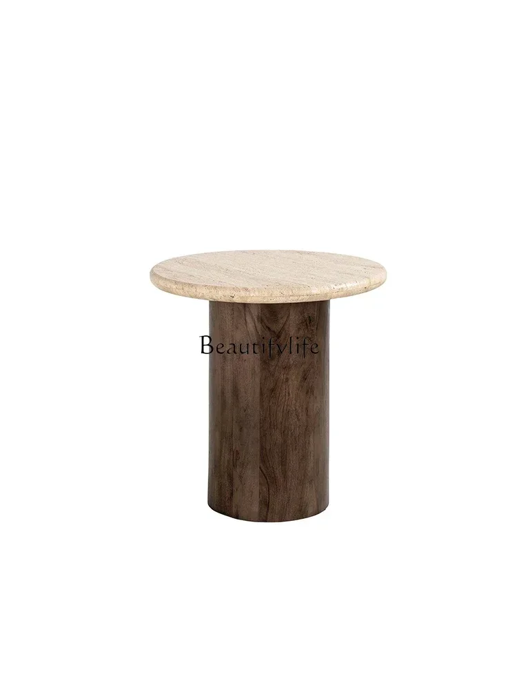 

13Medieval style round natural travertine edge few living room home retro coffee table