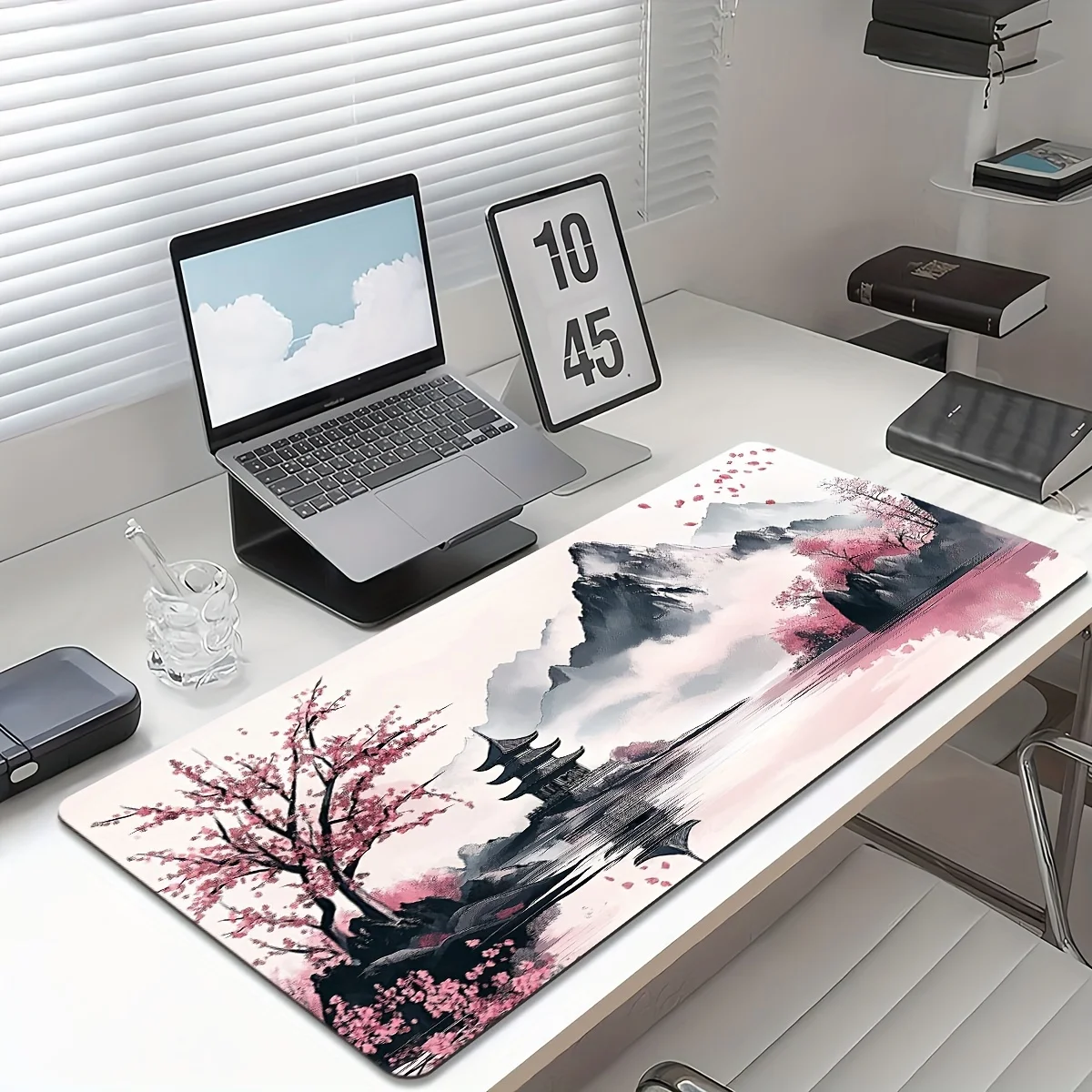 일본 잉크 아트 풍경 마우스 패드 미끄럼 방지 고무 베이스 및 게임용 정밀 가장자리 처리 세척 가능한 폴리에스테르 다양한 크기