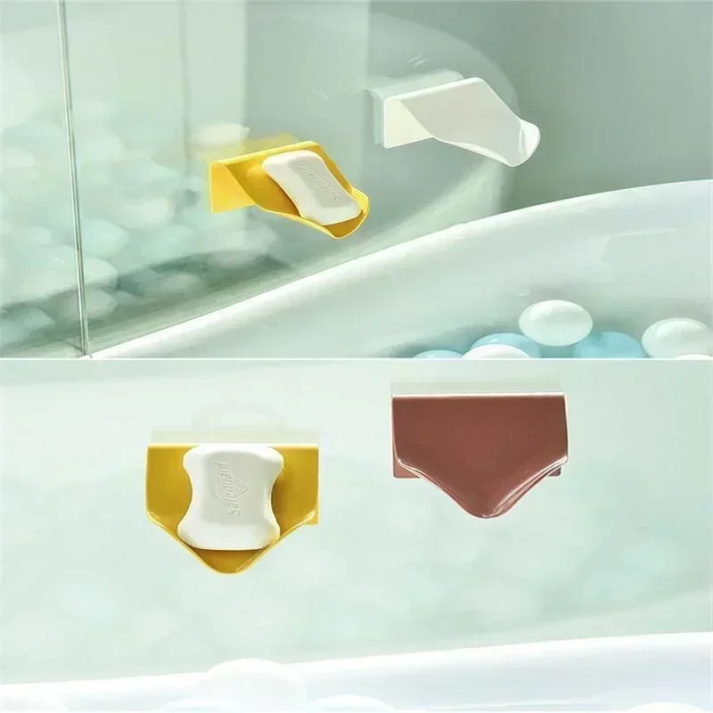 Wall Mounted Soap Holder Storage Box Self Drain Dish Adhesive Bathroom Shower