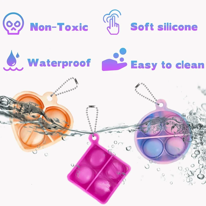 30PCS Pop Fidget Toys Mini Pop Keychains Toddler Toys Fidgets Pack Sensory Toys Bulk Packs Reduce Pressure Party Favors Gifts