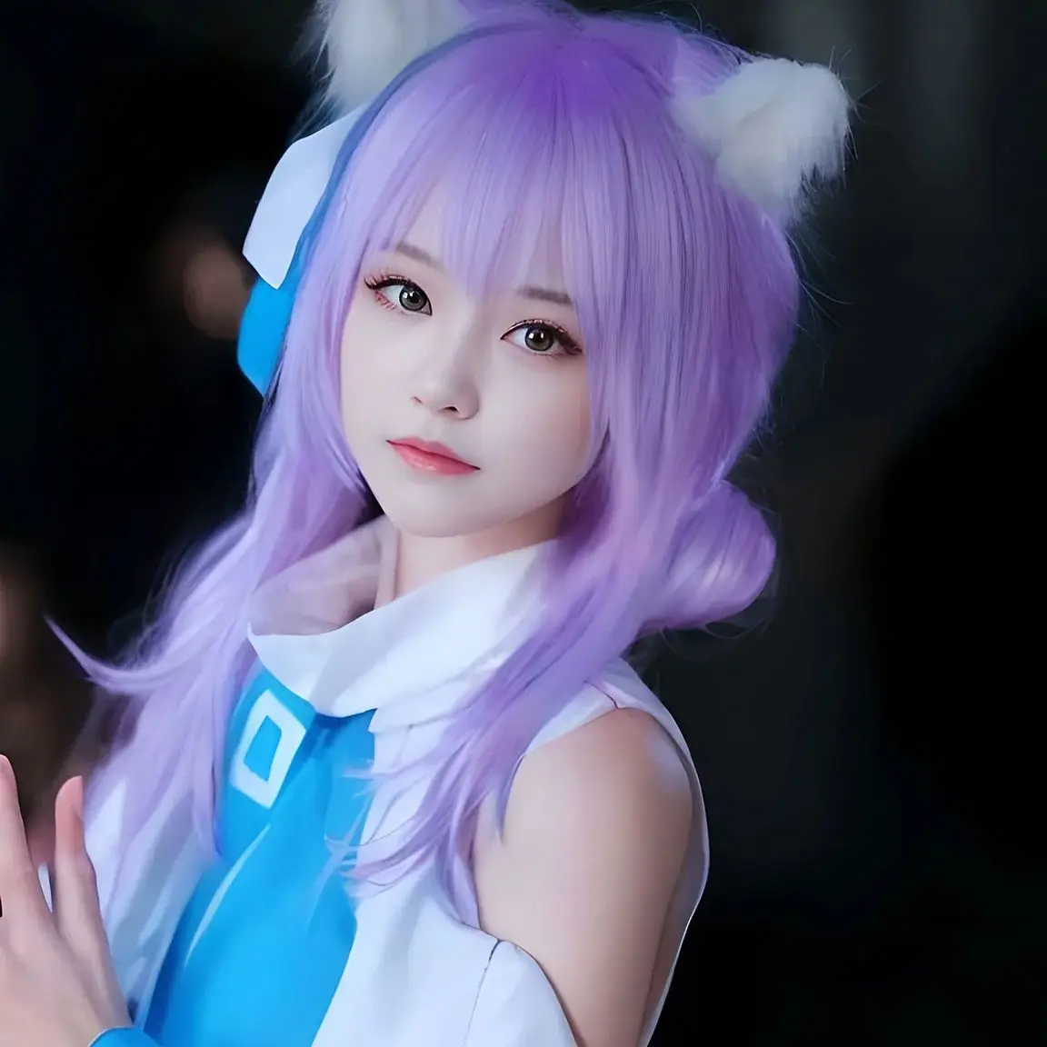 

Game maimai DX Salt Cosplay Wig 60CM light purple long hair Synthetic Wig+Wig cap Party Halloween Wig