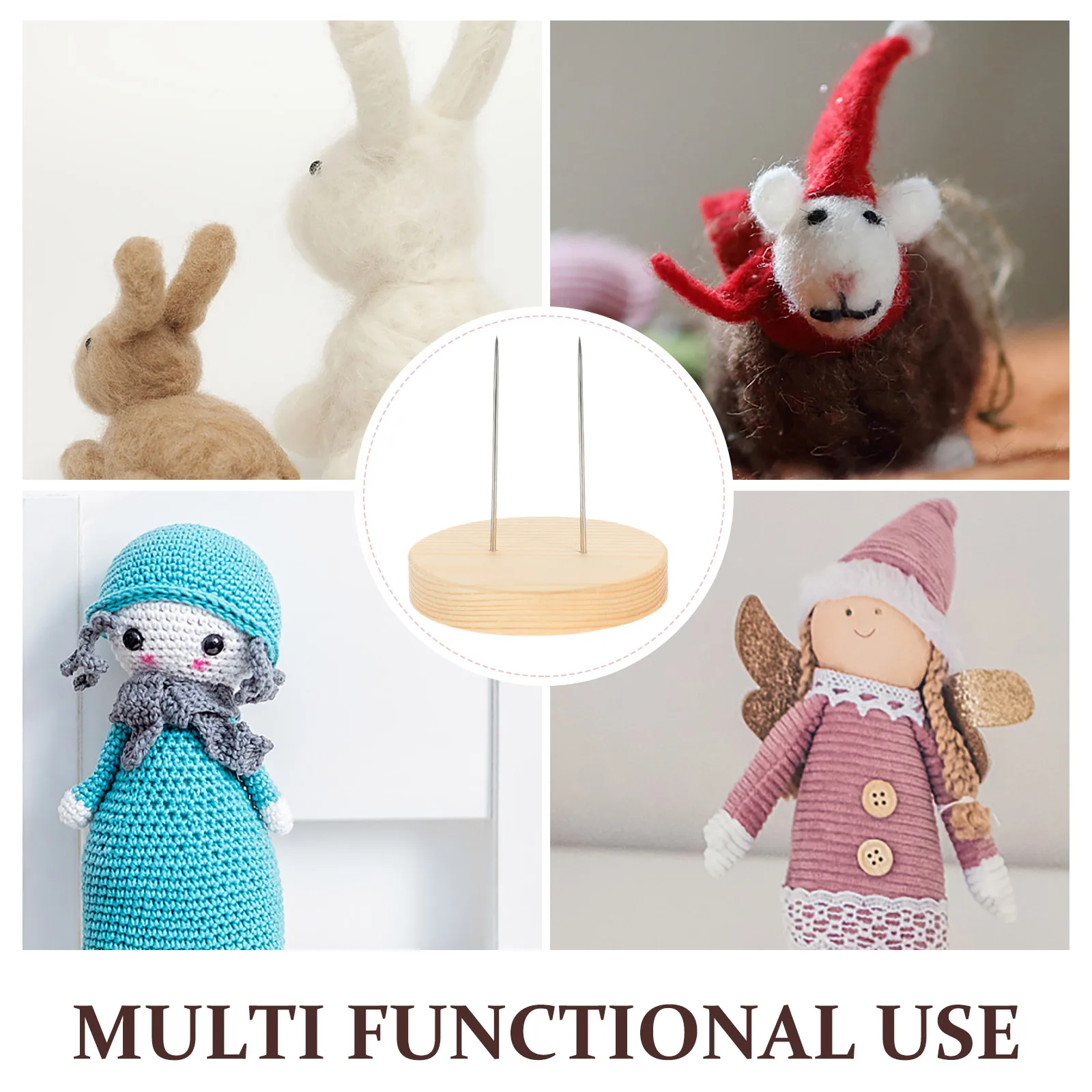 

5Pcs Wooden Holder Base Stand Needle Felt Animal Display Felt Animal Wood Base Felt Animal Display