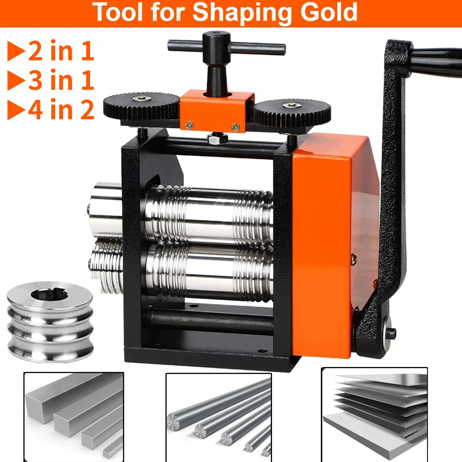 Jewelry Press Multi-function Rolling Mill Adjustable Thickness for Pressing Gold Silver Metal Into Square Sheet Round Wires