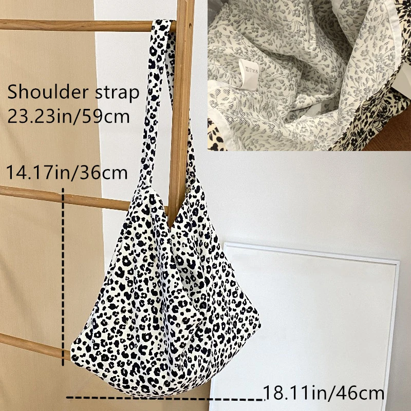 Borse da donna Borsa a tracolla da donna con stampa leopardata ad alta capacità Totem in stile etnico Borsa shopper in tela Moda versatile Bianco