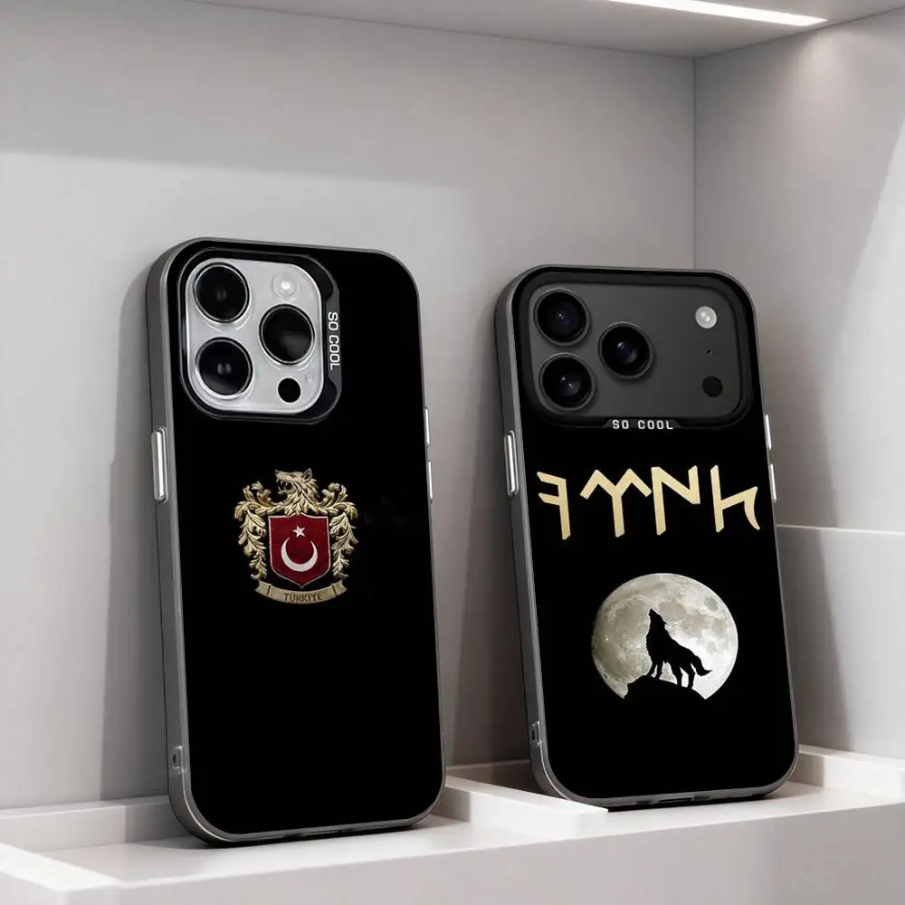 

Чехол для телефона с флагом Турции (Турк Волф) для iPhone 17, 16, 15, 14, 13, 12, 11, Pro, XS, Max, Plus, Mini, SE4, E, матовый черный, IMD