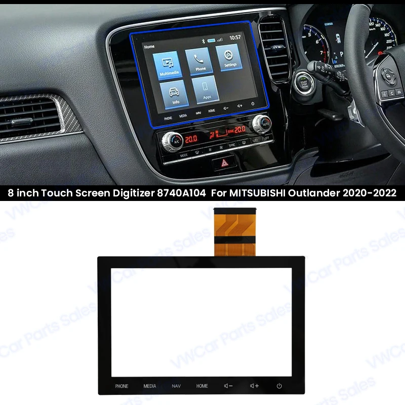 8-calowy ekran dotykowy Digitizer dla 2020 2021 MITSUBISHI Outlander MK3 SAT NAV Radio odtwarzacz DVD nawigacja GPS 8740A098 8740A103