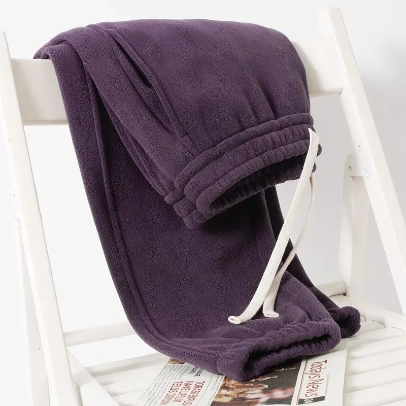 Purple 500g Heavyweight Thick and Warm Double-Face Fleece Leggings Women's Burgundy Casual Sweatpants Fleece-Lined Sports Pants
