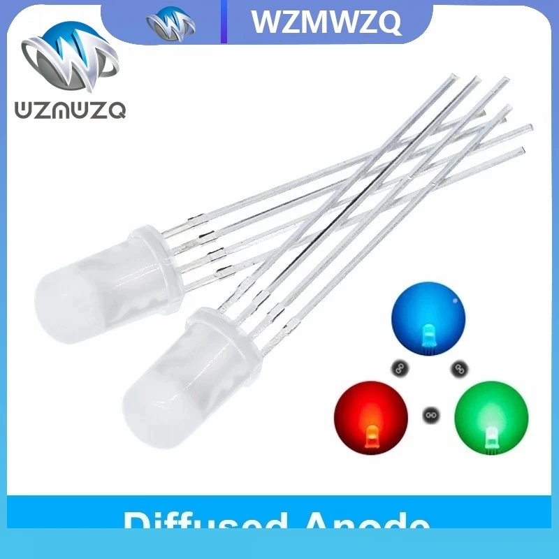 10 قطعة 5 مللي متر RGB LED الكاثود المشترك/الأنود المشترك ثلاثي الألوان الثنائيات الباعثة للضوء f5 RGB منتشر/تسليط الضوء الشفاف لاردوينو