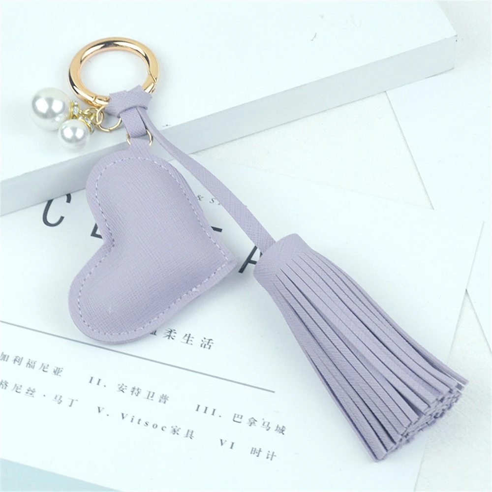 Pu Peach Heart Pearl Tassel Bag Charm Keychain Creative Fashion Leather Bag Pendant Backpack Hanging Decoration Girl Gift