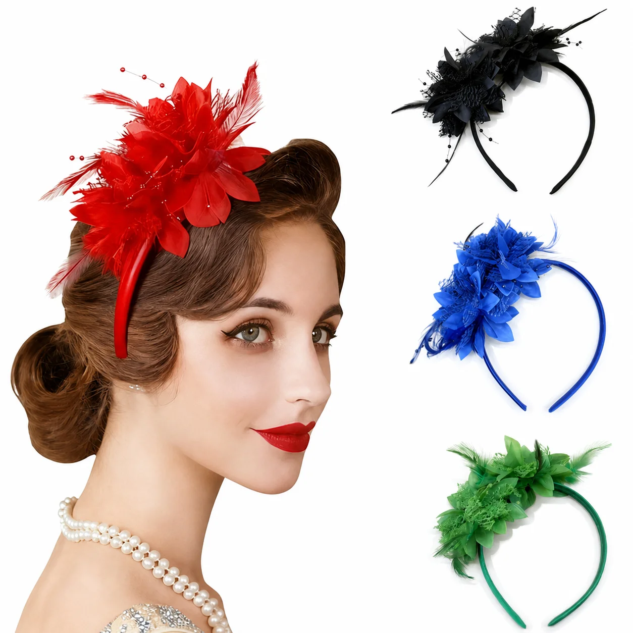 Bridal Headband Floral Headband Fabric Flower Headband Comfortable For Prom Dances New Year Celebration Holiday Parties