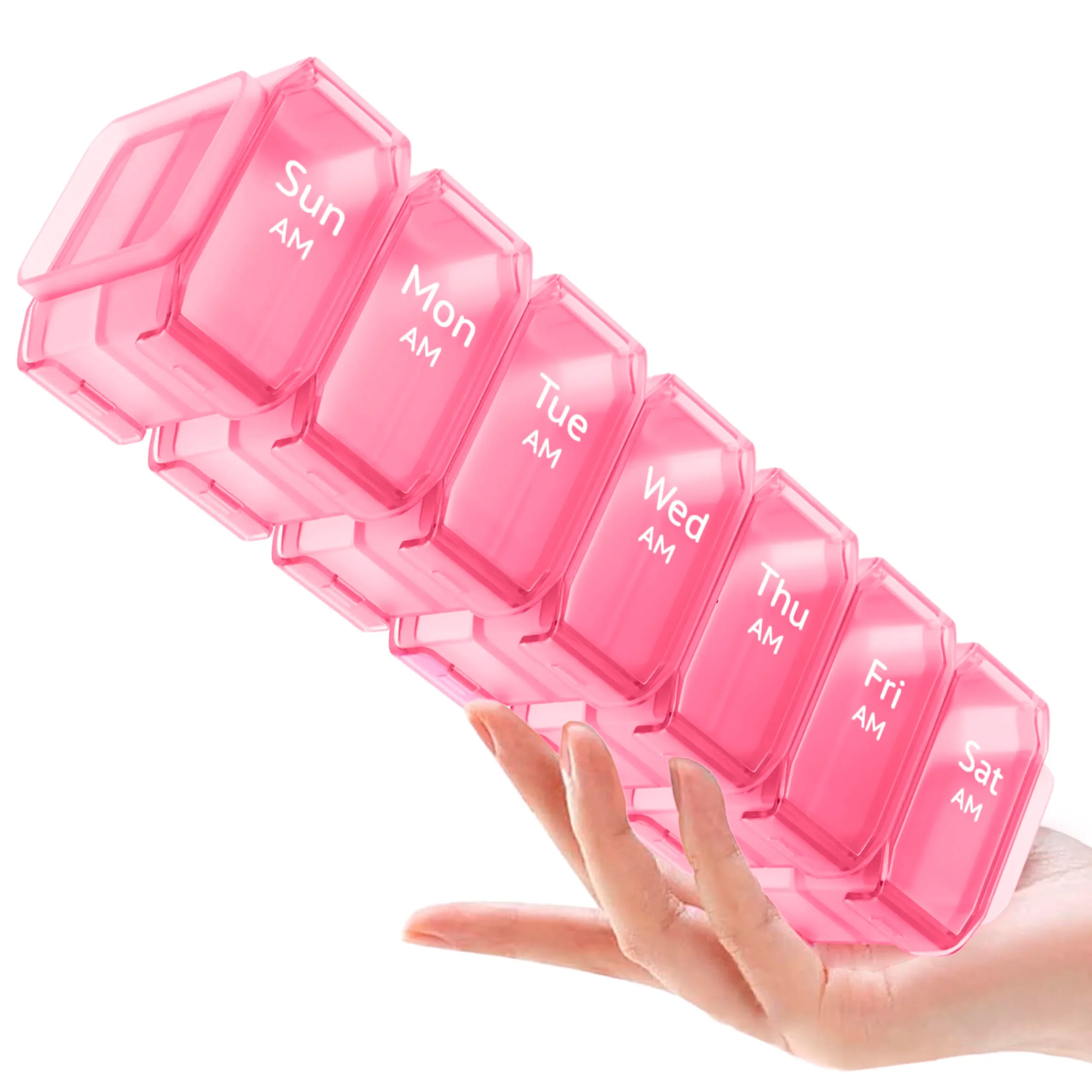 Extra Large Weekly Pill Organizer, 2x Daily Pill Box, 7 Day Morning & Afternoon Holds Daily Medications, Vitamins & Supplements