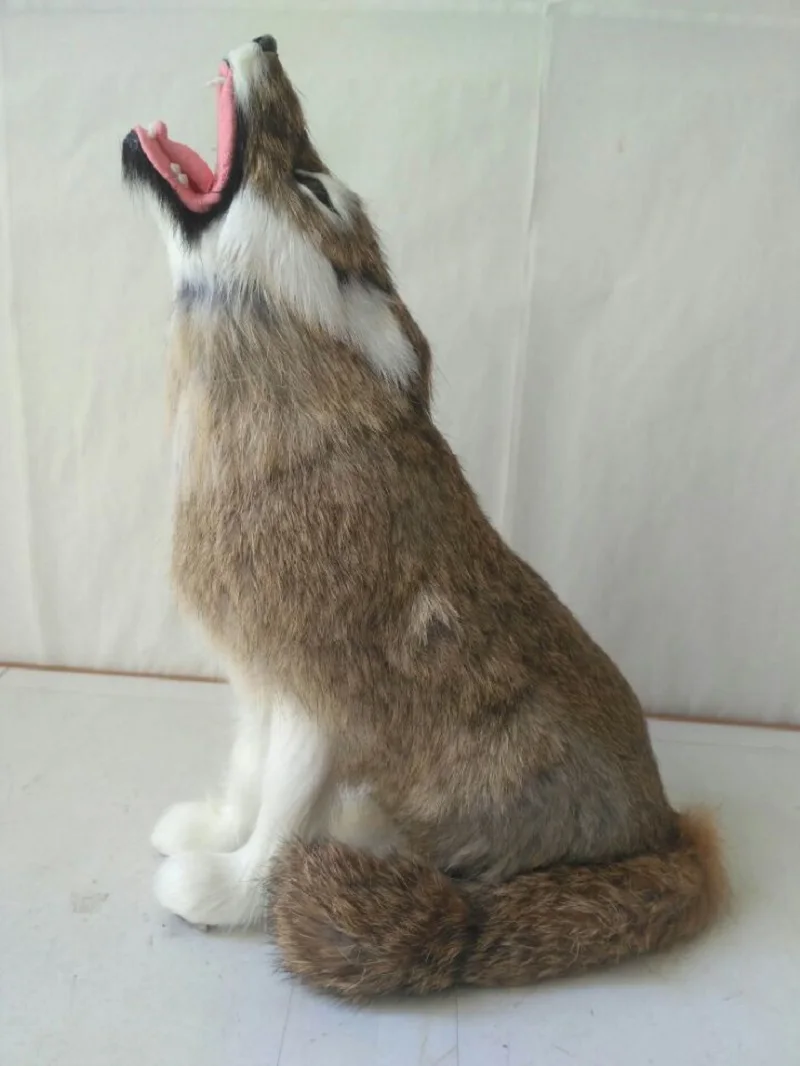 

new sitting simulation wolf model polyethylene&furs sitting wolf toy about 24x20cm