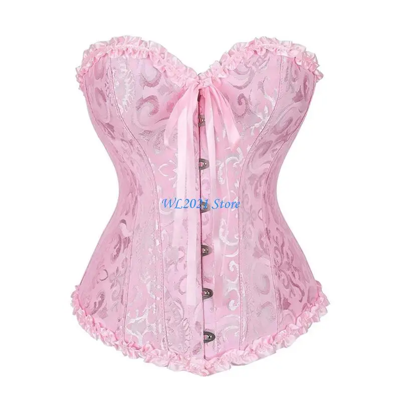 G5GC ريترو القوطية كورسيه فوقي للنساء بوستير أعلى مع الأربطة قابل للتعديل حتى الظهر دعم الراحة لحفلات الزفاف